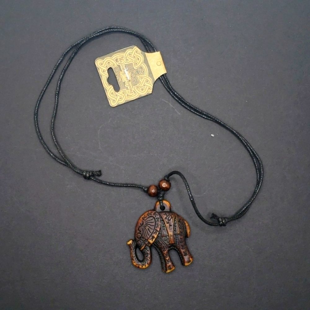 Lucky BROWN elephant ADJUSTABLE necklace